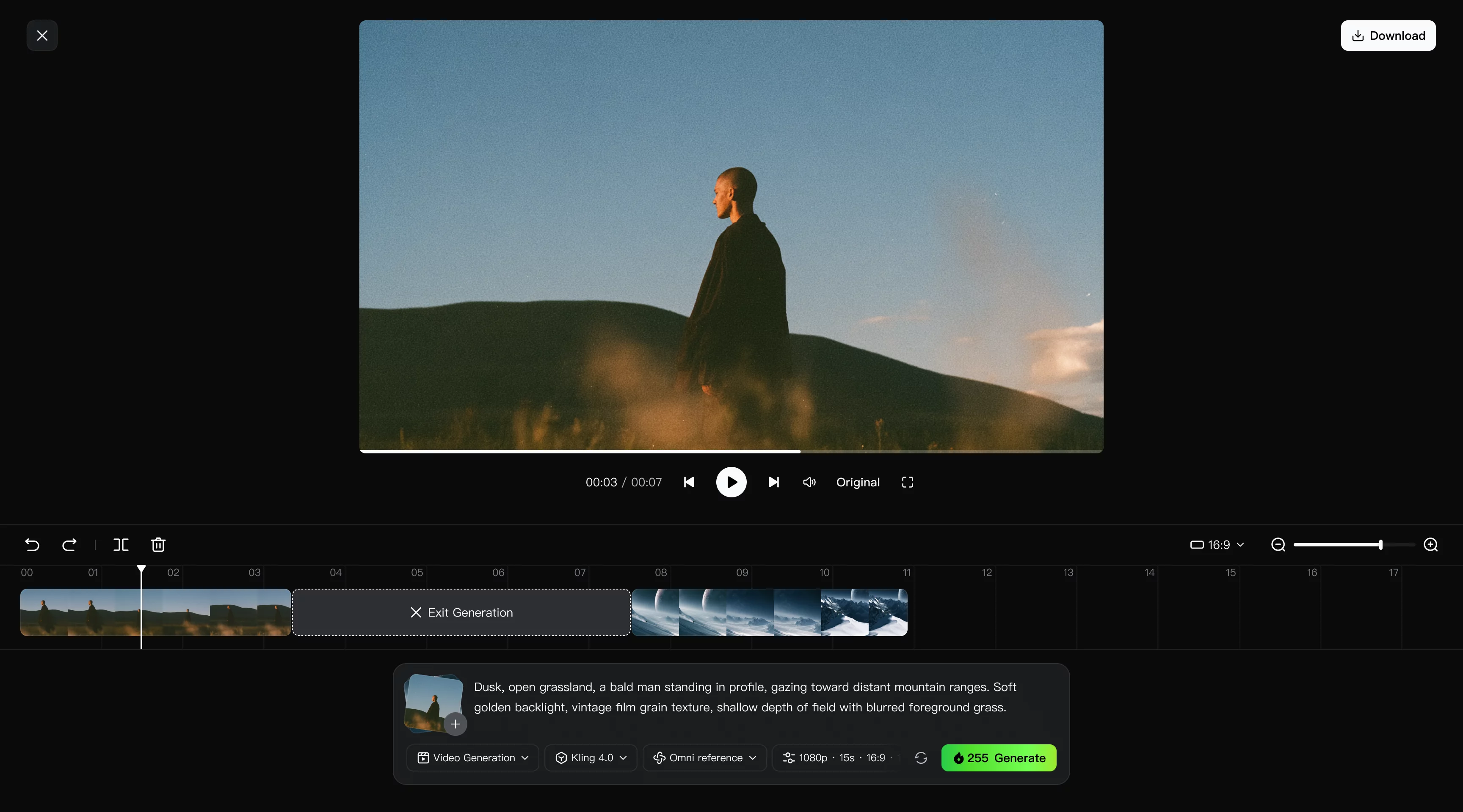 Kling AI timeline